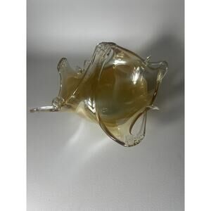 Lavorazione Arte Murano Glass Bowl made in Italy, Amber And gold